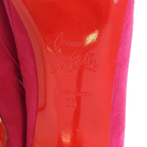 Christian Louboutin So Kate Booty Ankle Heeled Boots Suede 100 Pink Size 38 US 8 - Picture 10 of 13